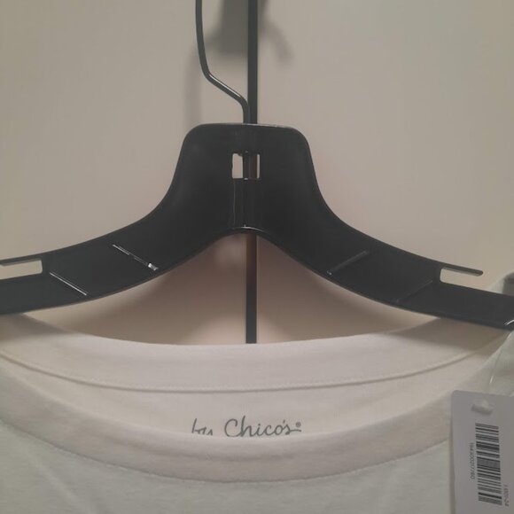 Chico's by Chico's 100% Cotton Boat Neck 3/4 Sleeve Tee NWT Sz 1 S/M Alabaster - Picture 3 of 5